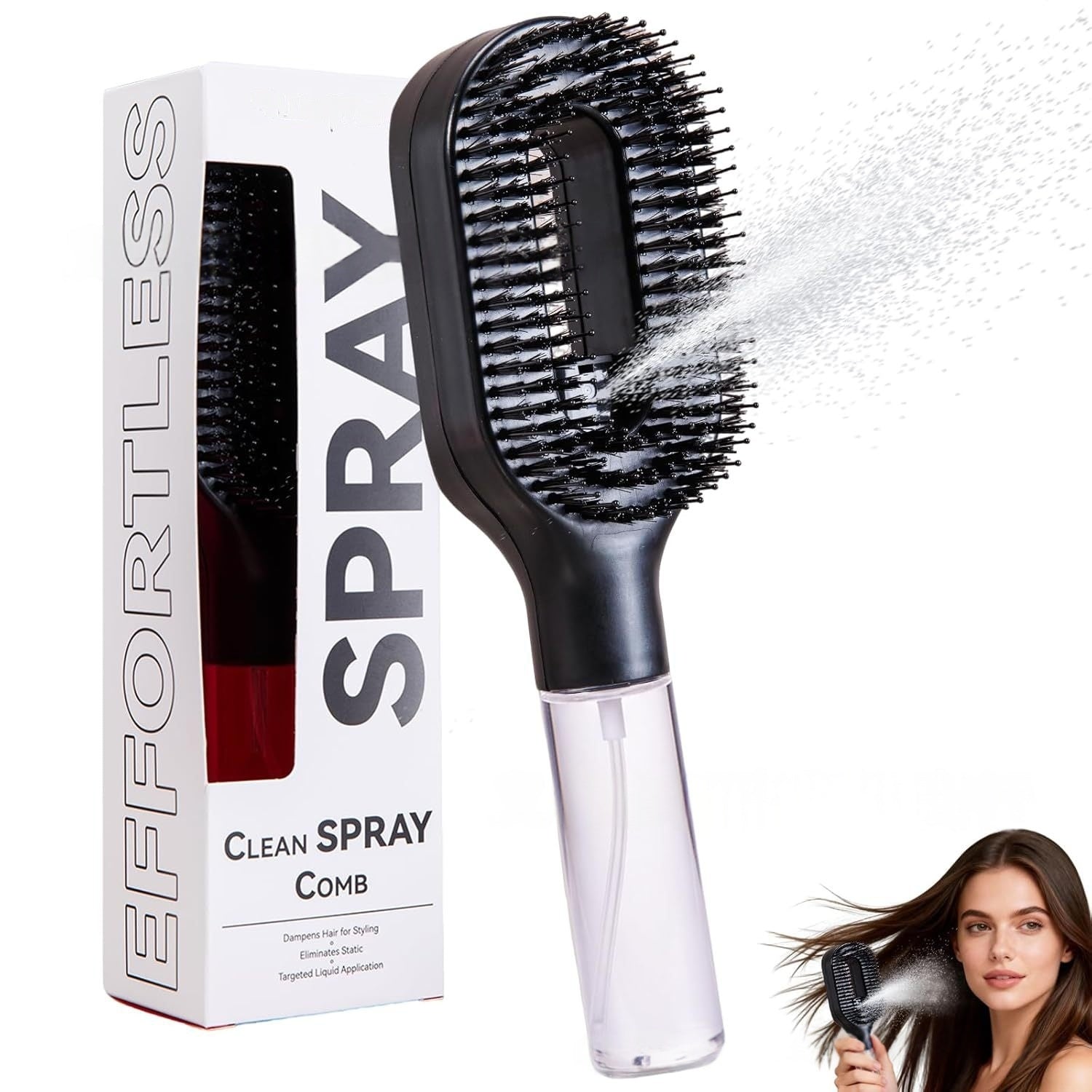 Brosse démêlante 2en1 avec spray - utilisation sur cheveux longs